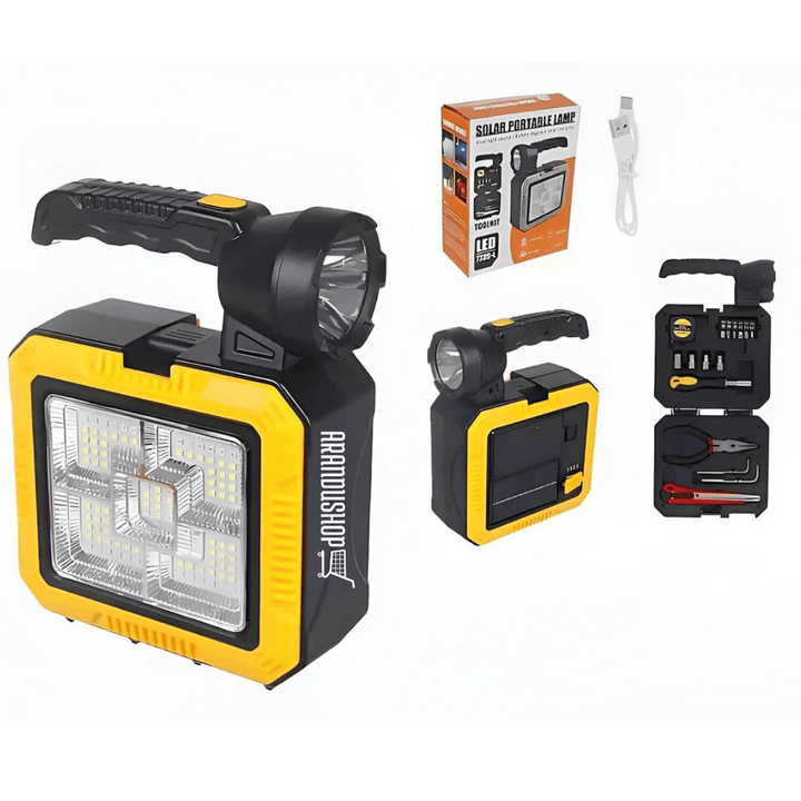 Light Master Kit™ Linterna solar recargable con kit de herramientas